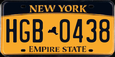 NY license plate HGB0438