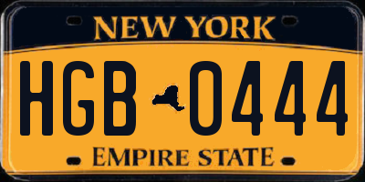 NY license plate HGB0444