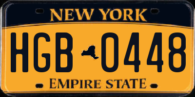 NY license plate HGB0448