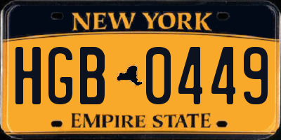 NY license plate HGB0449