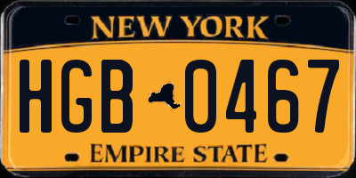 NY license plate HGB0467