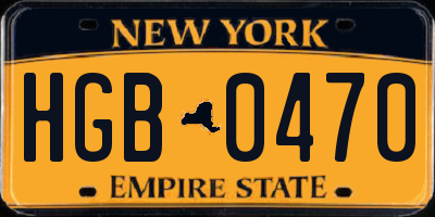 NY license plate HGB0470