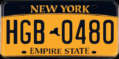 NY license plate HGB0480