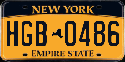 NY license plate HGB0486