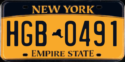NY license plate HGB0491