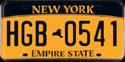 NY license plate HGB0541