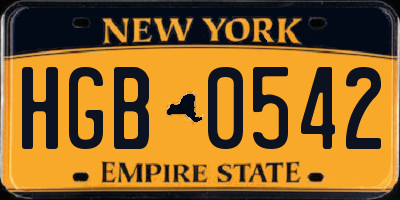 NY license plate HGB0542