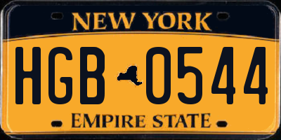 NY license plate HGB0544