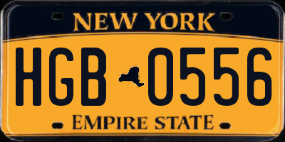 NY license plate HGB0556