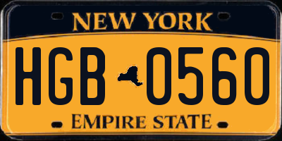 NY license plate HGB0560