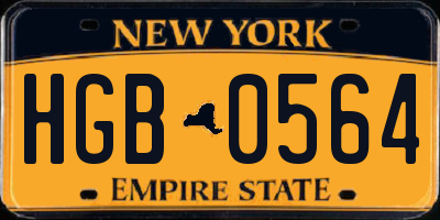 NY license plate HGB0564