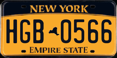 NY license plate HGB0566