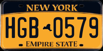 NY license plate HGB0579