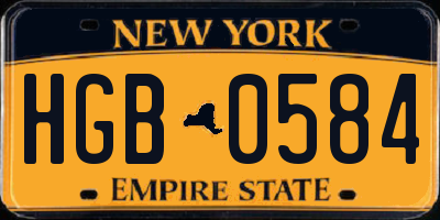 NY license plate HGB0584