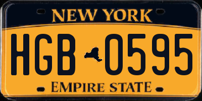 NY license plate HGB0595