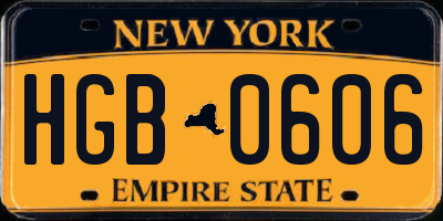 NY license plate HGB0606