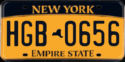 NY license plate HGB0656