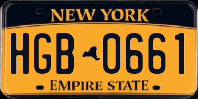 NY license plate HGB0661