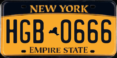 NY license plate HGB0666