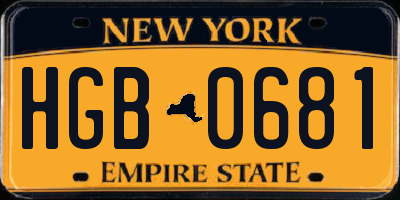 NY license plate HGB0681
