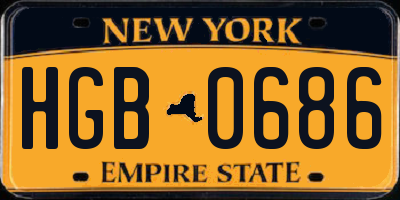 NY license plate HGB0686