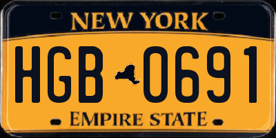 NY license plate HGB0691