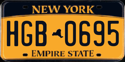 NY license plate HGB0695