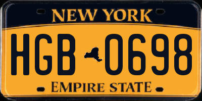 NY license plate HGB0698