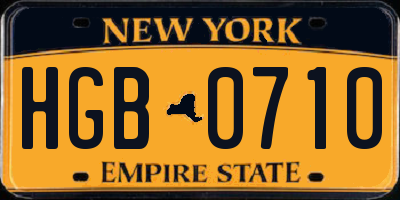 NY license plate HGB0710