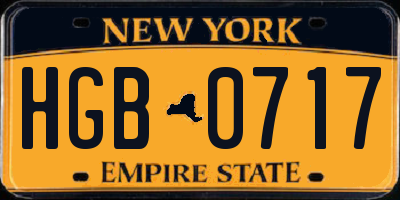 NY license plate HGB0717