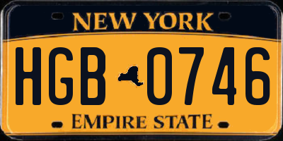 NY license plate HGB0746