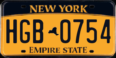 NY license plate HGB0754