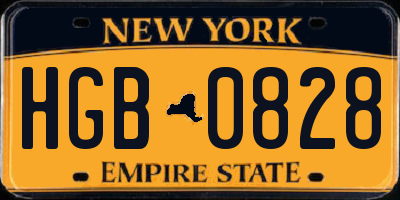 NY license plate HGB0828