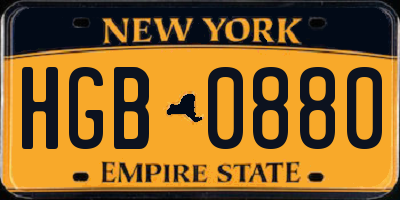 NY license plate HGB0880