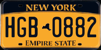NY license plate HGB0882