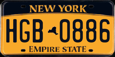 NY license plate HGB0886