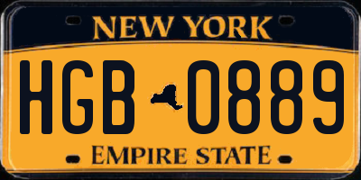 NY license plate HGB0889