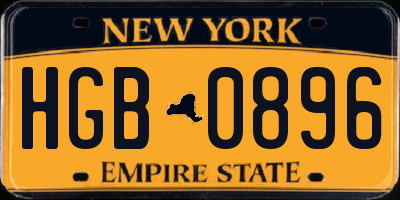 NY license plate HGB0896