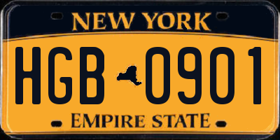 NY license plate HGB0901