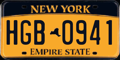 NY license plate HGB0941