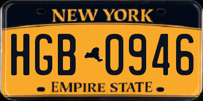 NY license plate HGB0946