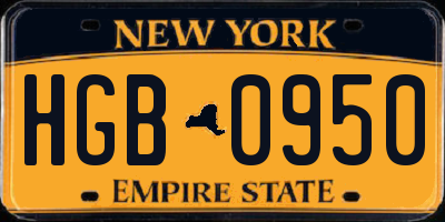 NY license plate HGB0950
