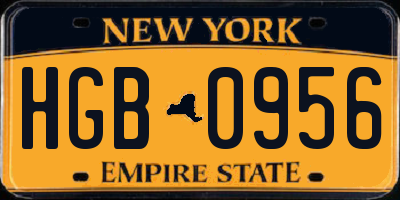 NY license plate HGB0956