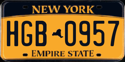 NY license plate HGB0957