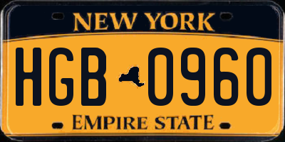 NY license plate HGB0960