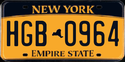 NY license plate HGB0964