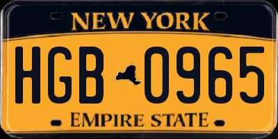 NY license plate HGB0965