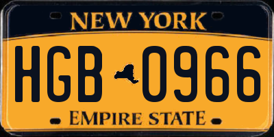NY license plate HGB0966