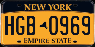 NY license plate HGB0969