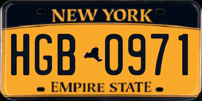 NY license plate HGB0971